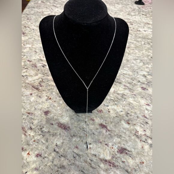 NEW AH Elegant Y Shape Tie Necklace Sterling Silver Chain Necklace - Picture 3 of 9